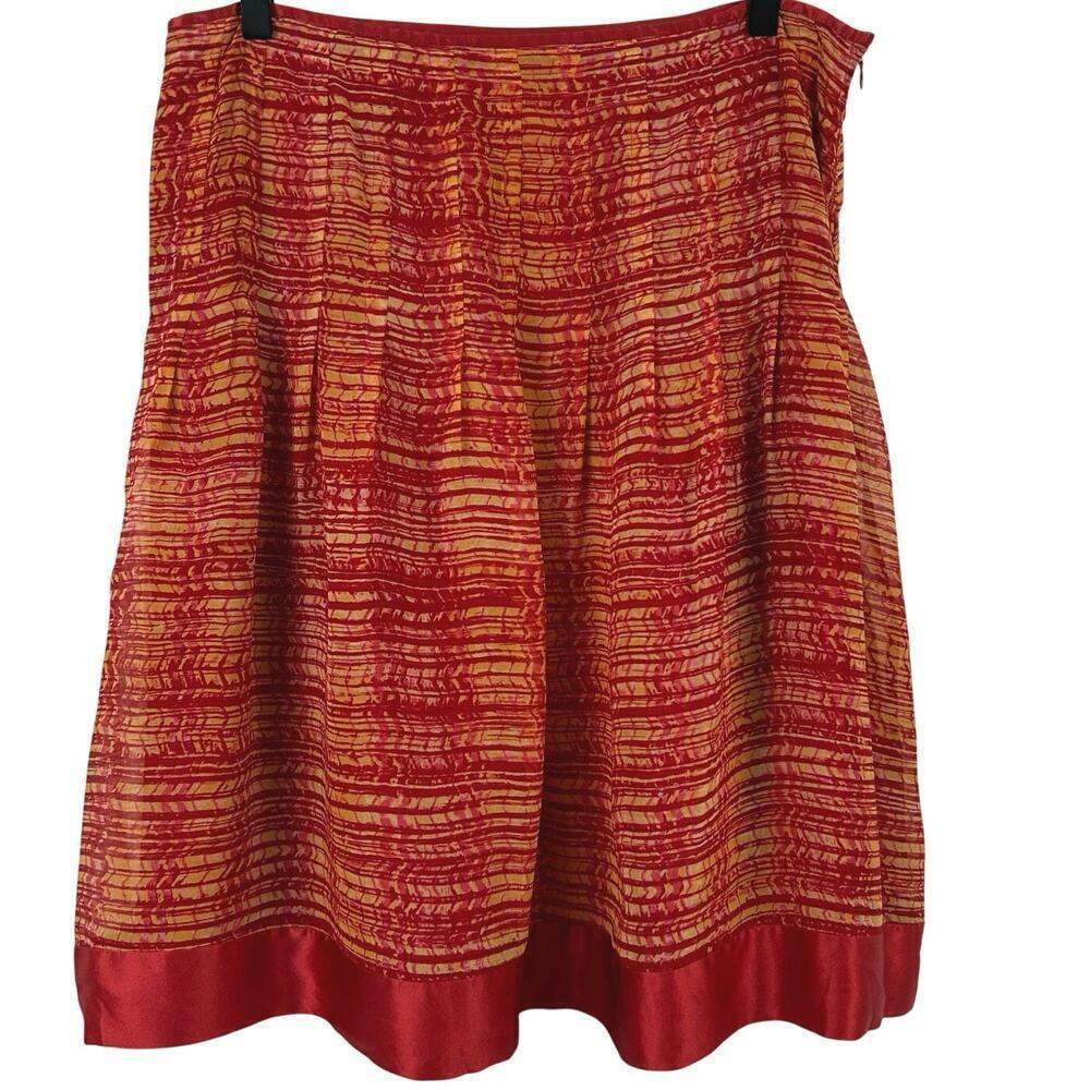 Bob Mackie Silk A-Line Mini Skirt Red Pleated Designer Glam Women Size 12
